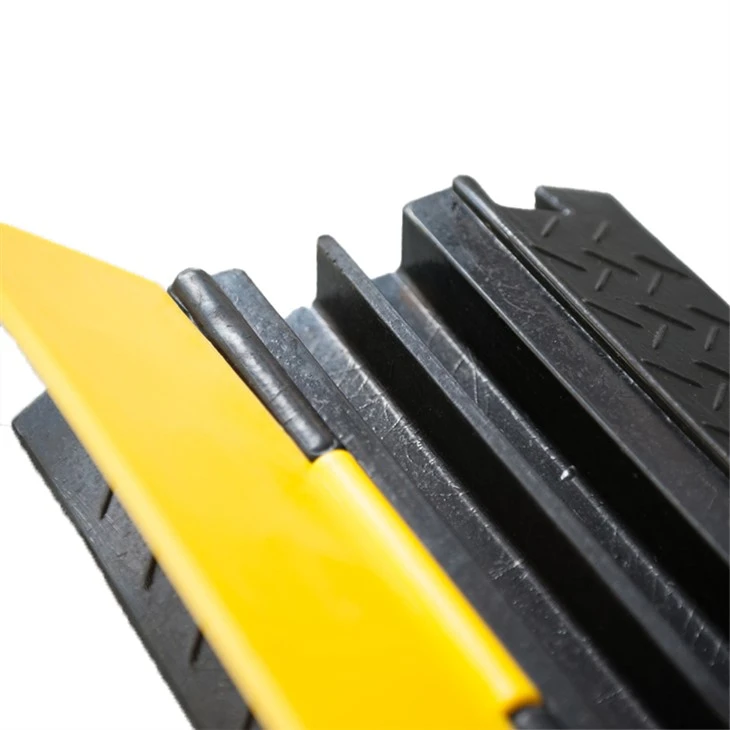 Custom Made Black & Yellow Rubber 2 Channel Floor Safety Cable Protector